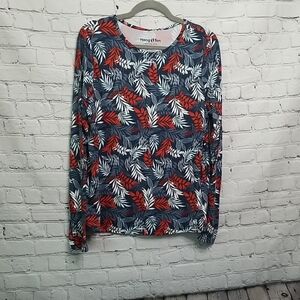 Hang Ten Red and Blue Leaf Pattern Shirt